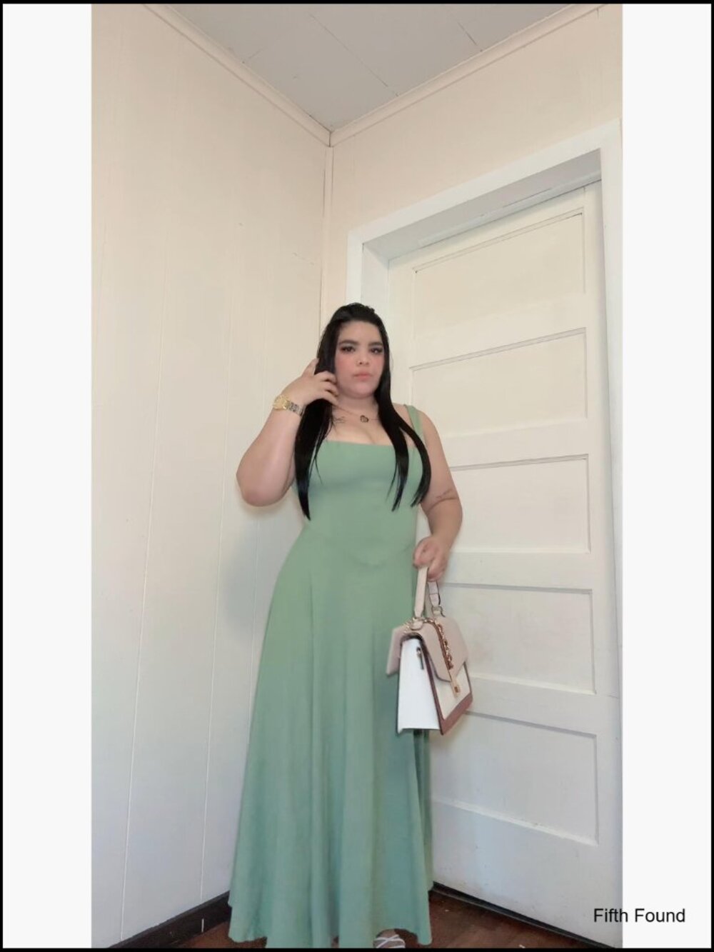 Women's Square Neck Sleeveless Maxi Dress - Flowy Ruffle Hem - Smocked Back - Picture 7 of 7